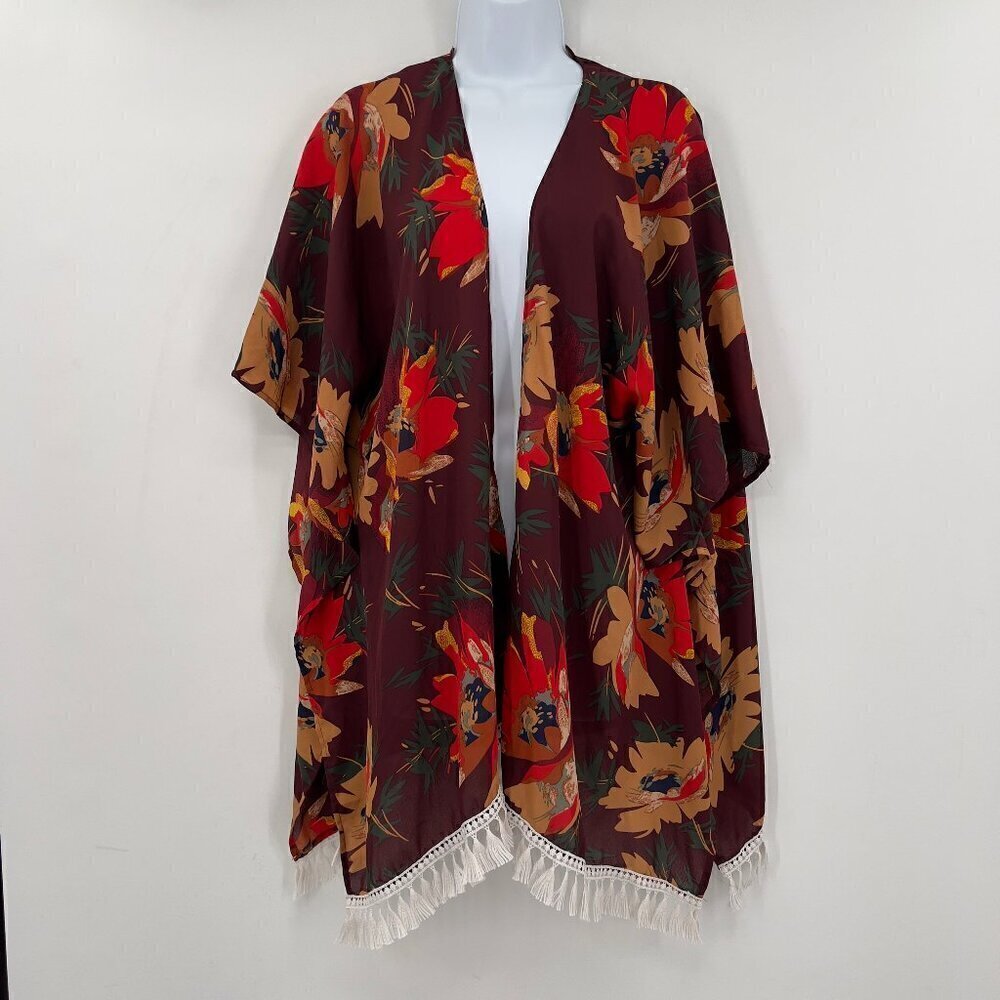 Umgee USA Women's Floral Kimono Wrap Jacket Size S/M